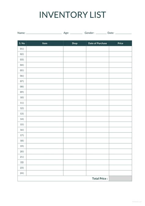 Free Printable Inventory List Free Printable Template - vrogue.co