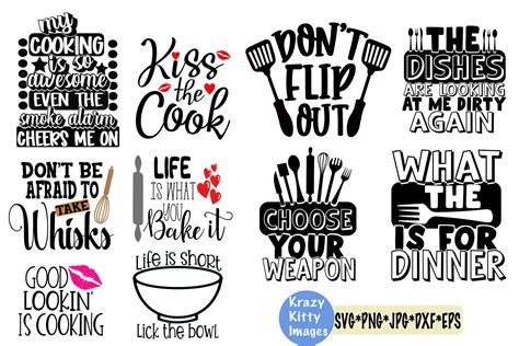 Funny Kitchen Sayings Svg Bundle Kitchen Quotes Dishes Are Looking At Me Dirty Kiss The Cook