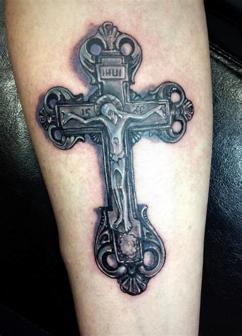 Tattoo on his right forearm. Tattoo, crucifix cross. by kononart on DeviantArt