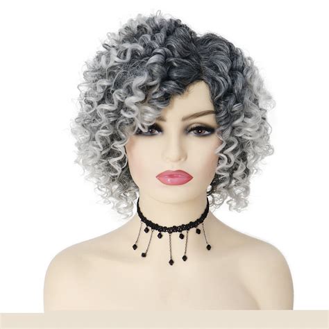 Female Afro Kinky Curly Wig Synthetic Fiber Colly Curls Wigs For Black