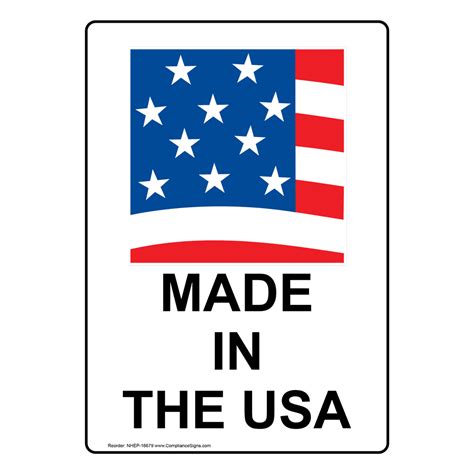 Vertical White Made In The Usa Sign Or Label