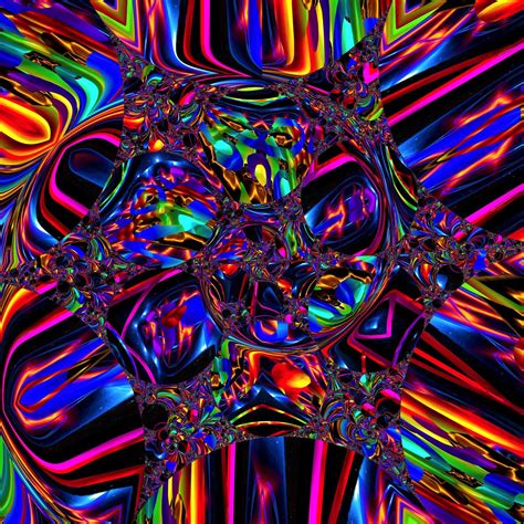 Mandala Fractal Psychedelic Wave Particle Rainbow Colors