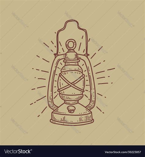 Vintage Design With Camping Lantern For Poster Vector Image
