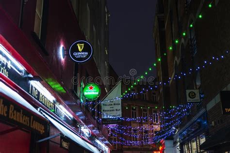 Neon Signs Of A Irish Pub Dublin Ireland Editorial Stock Photo