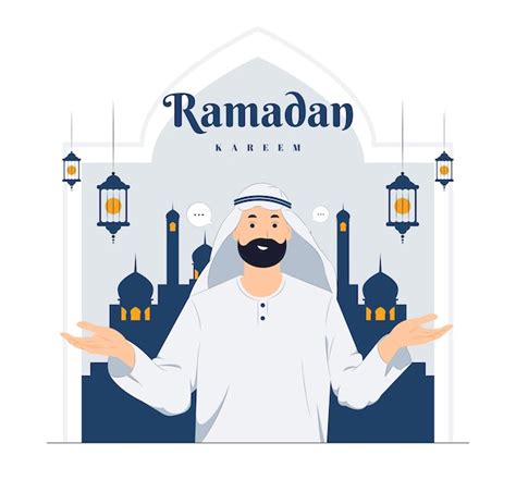 Premium Vector Man On Ramadan Kareem Concept Illustration