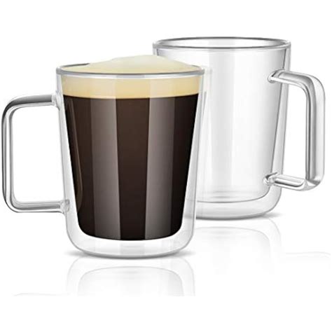 Clear Coffee Mugs Set 2large Glass With Big Handle Double Walled Drinking Mug Ebay