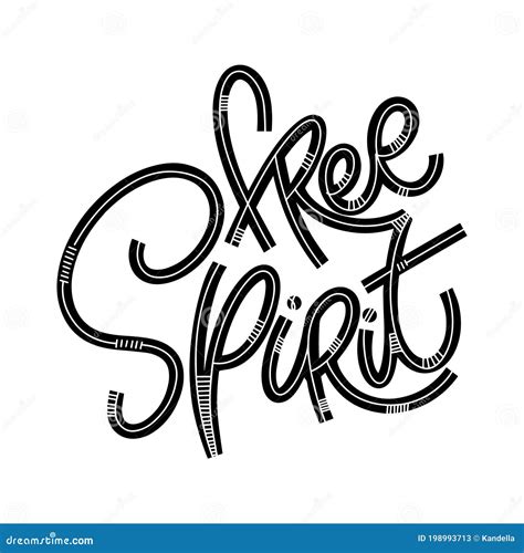 Free Spirit Lettering In Doodle Style Stock Vector Illustration Of