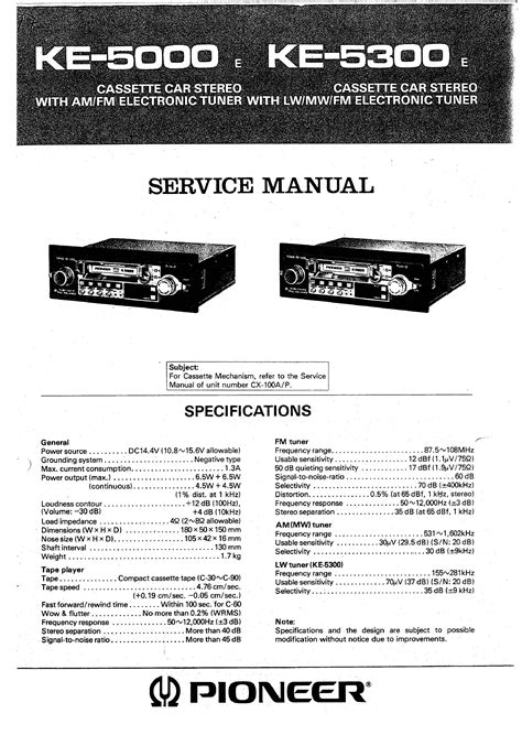 Find the service agent near you. PIONEER KE5000 - Service Manual Immediate Download