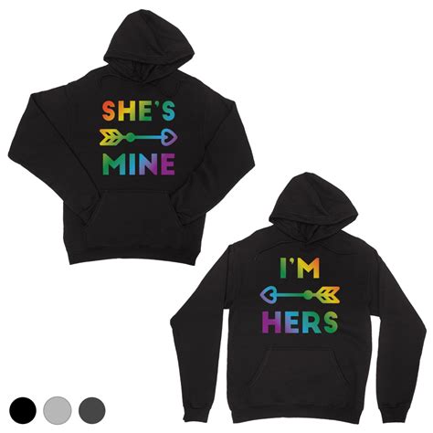 365 Printing Lgbt Shes Mine Im Hers Rainbow Matching Couple Hoodies T