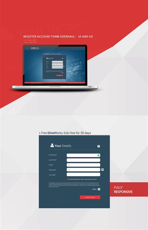 Flat Responsive Web Login Form Ui Register Account On Behance