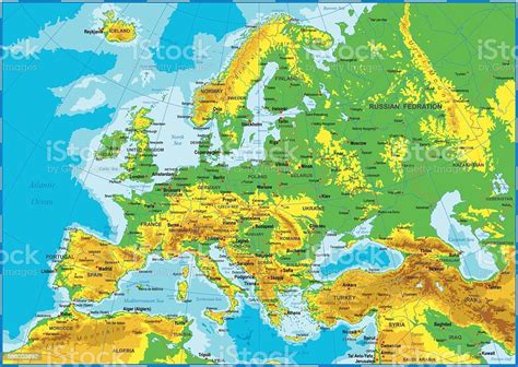 Europe Physical Map Stock Illustration Download Image Now Map