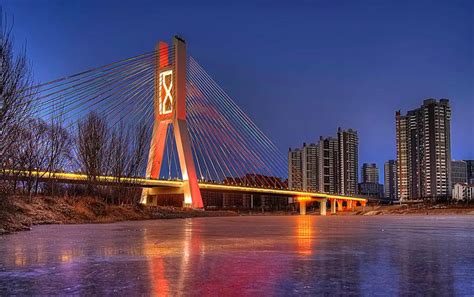 Beijing China Hebei Yanchao Bridge Night View Project Facade Lighting
