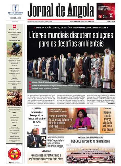 Jornal De Angola Terça 17 De Janeiro De 2023