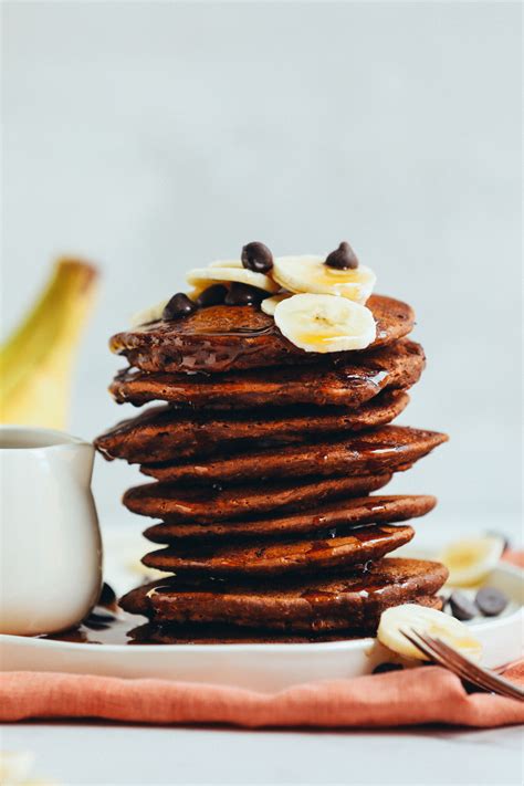 Vegan Chocolate Chocolate Chip Pancakes Minimalist Baker Recipes