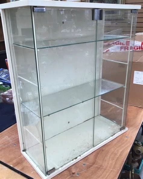 Display Cabinets One With Double Doors And Two Glass Shelves 72cm