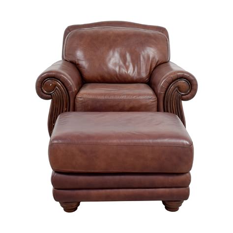 Saddle tan moroccan genuine leather boho pouf ottoman footstool pouffe chair. Brown Leather Armchair With Ottoman : Natuzzi Italsofa ...
