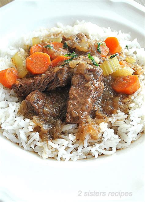 Beef Stew In Half The Time Served With Rice 2 Sisters Recipes By