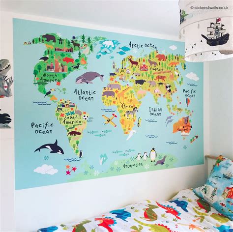 World Map Fabric Wall Sticker For Kids