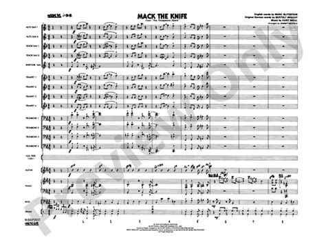 Mack The Knife From The Threepenny Opera Jazz Ensemble Conductor Score And Parts Kurt Weill