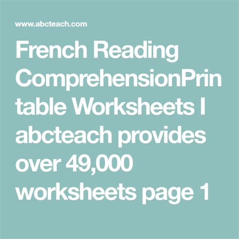 French Reading Comprehensionprintable Worksheets I Abcteach Provides Over Worksheets Page