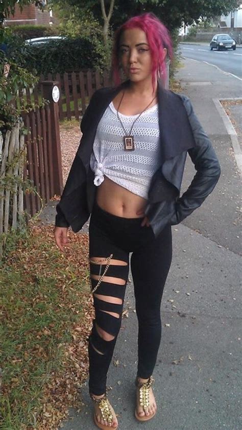 Derby Chav Slut With Pink Hair And Ripped Black Leggings Bit To Much Fake Tan For Mehttp App