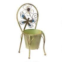 From the valerie parr hill collection. 15.5" Metal Chair Planter with Dragonfly | Chair planter, Metal chairs, Furniture gifts