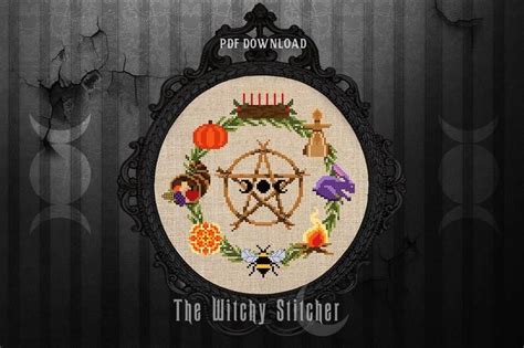 Wheel Of The Year Cross Stitch Pattern Pagan Wicca Etsy Witch Cross