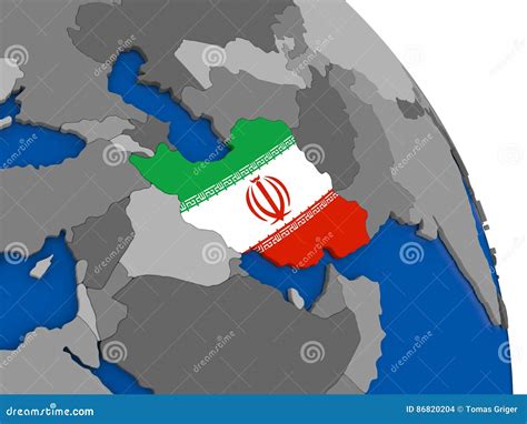 Iran And Its Flag On Globe Stock Illustration Illustration Of Iranian