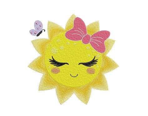Sun Embroidery Design 4 Sizes Etsy