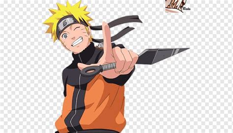 Naruto Pointing To The Right With His Finger Up And Holding A Knife In