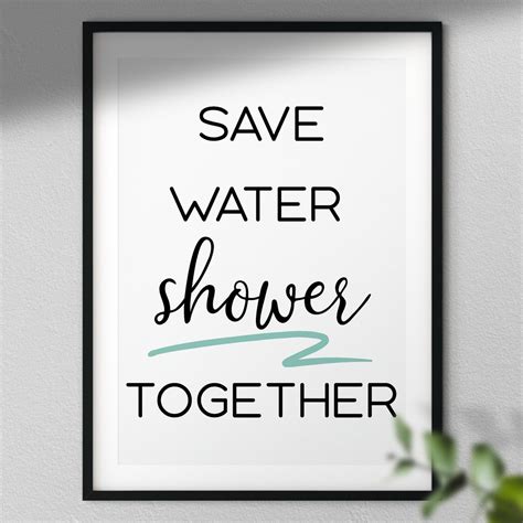 Save Water Shower Together Typography Print Bathroom Wall Etsy UK