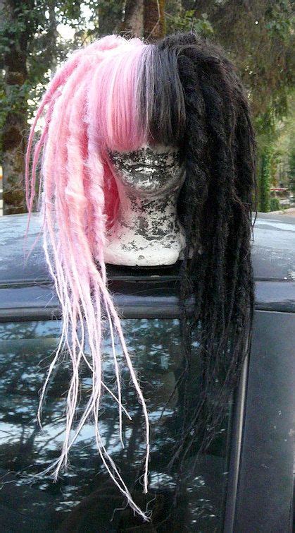 Half Black And Pink Dread Wig Hair Art Cyber Goth Punk Hippie Etsy