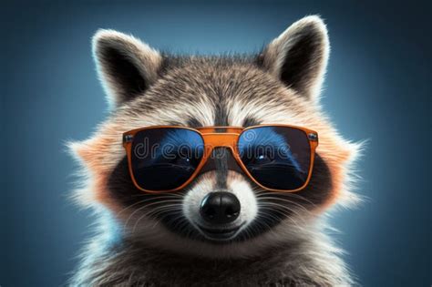 Funny Raccoon Wearing Party Sunglasses Stock Illustration