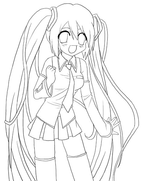 Hatsune Miku Lineart By Gamu Chan On Deviantart