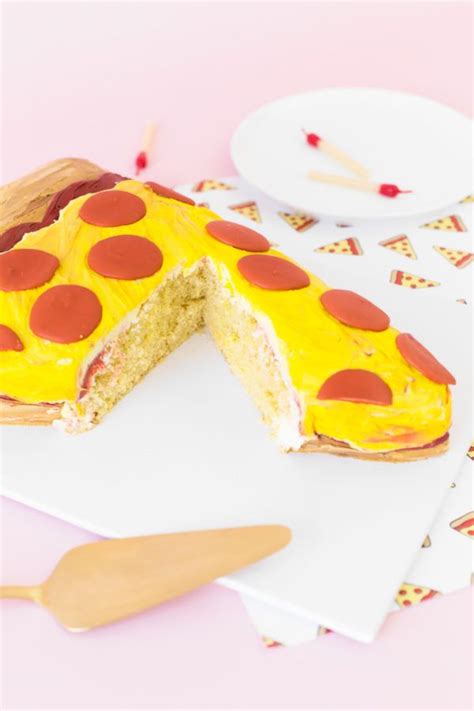 Repeat with the rest of the batter. DIY Pizza Slice Cake | Recipe | Pizza cake, Pizza birthday ...