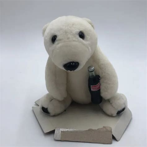 Vintage Sitting Coca Cola Plush Collection Stuffed Polar Bear With Coke