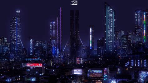 Wallpaper Japan City Cityscape Night Cyberpunk Neon Skyline