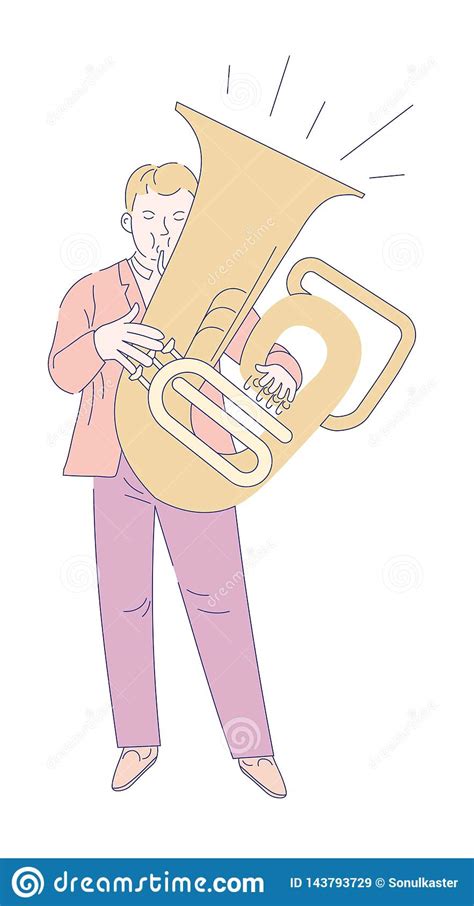 Tuba Oder Trompetersmusikerorchester Mitgliedscharakter Vektor