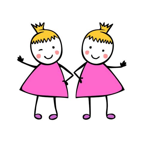 Drawing Of Baby Twins Girls Illustrations Royalty Free Vector Graphics