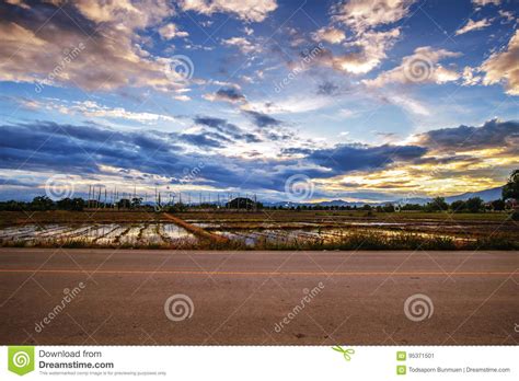 Landscape Of Rural Road At Dusk Stock Image Image Of Rural Scene