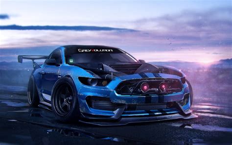 Blue Racing Car Sports Car Ford Mustang Shelby Ford Mustang Hd