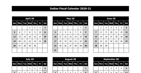 Download Indian Fiscal Calendar 2020 21 Excel Template Exceldatapro