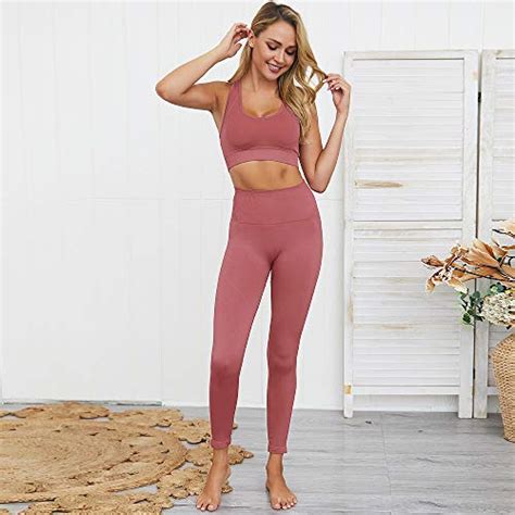 hotexy women workout set outfit tracksuits seamless yoga leggings with sports bra gym clothes