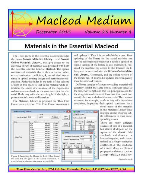 Pdf Materials In The Essential Macleod Thin Film Center Dokumentips