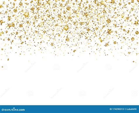 Glitter Gold Confetti Border Golden Sparkles And Dust On White