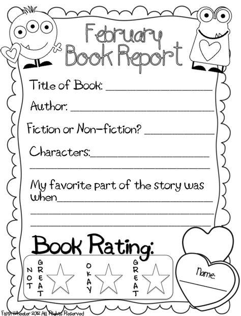 6 Best Images Of 1st Grade Book Report Printable 2nd Grade Book
