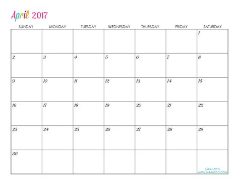 Custom Editable Free Printable 2017 Calendars Sarah Titus