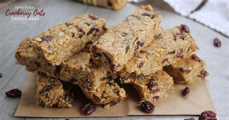 They are highly nutritious, packed with fiber and they taste amazing. High-Fiber Cranberry Oat Energy Granola Bars | Recipe | Fiber bars recipe, High fiber foods ...