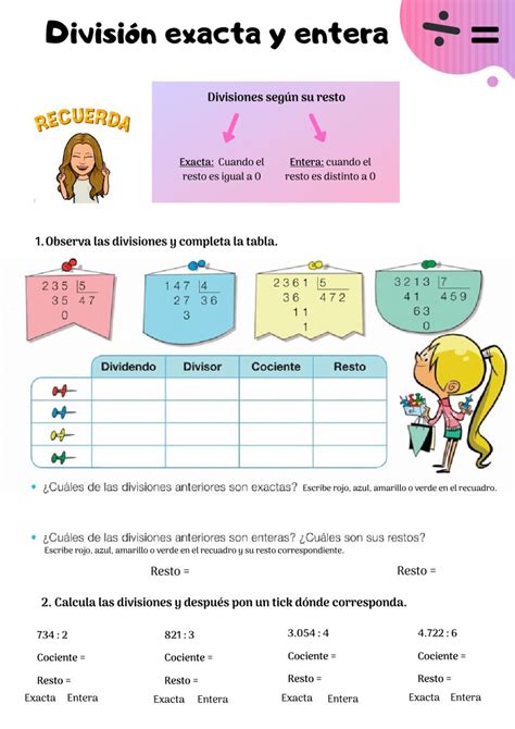 Divisiones Exactas Y Enteras Worksheet División Divisiones De Dos Cifras Cuadernos Interactivos