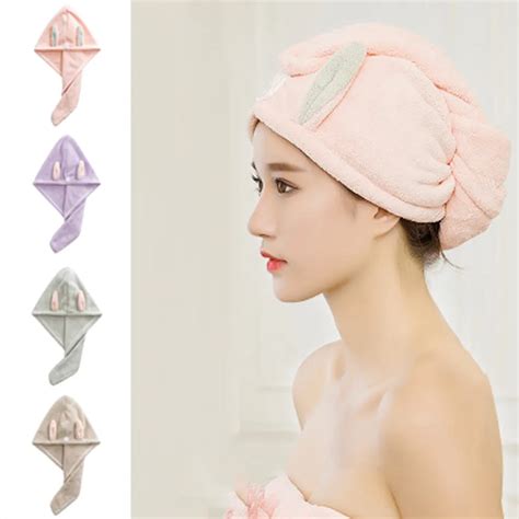 Coral Velvet Dry Hair Bath Towel Microfiber Quick Drying Turban Super